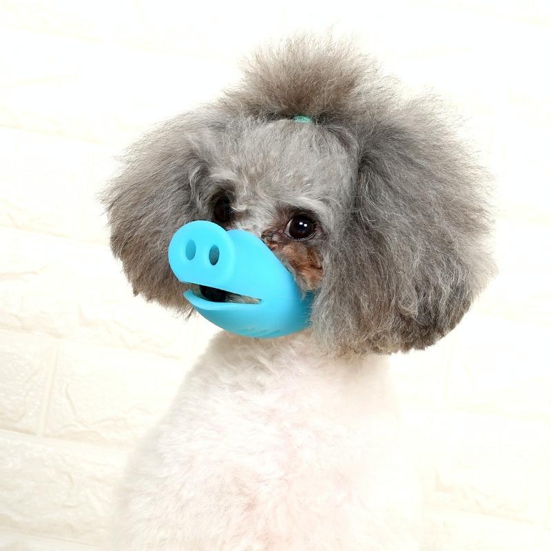 Pet Dog Piggy Mouth Dog Mask Bark Stopper - Size Large - Blue