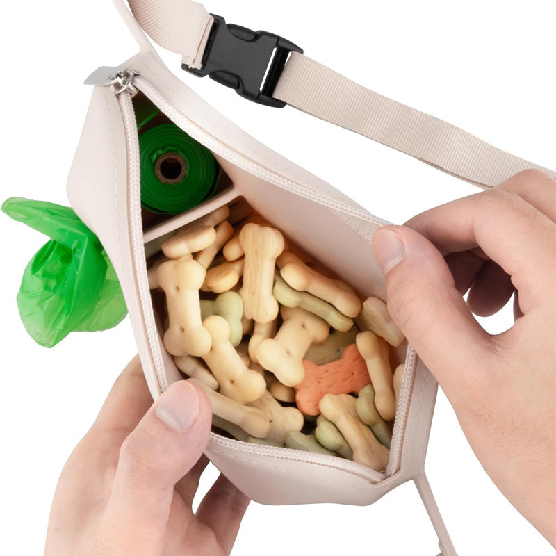 Black Silicone Pet Treat Pouch for Dog Training - Portable Waist Bag with Waste Bag Holder