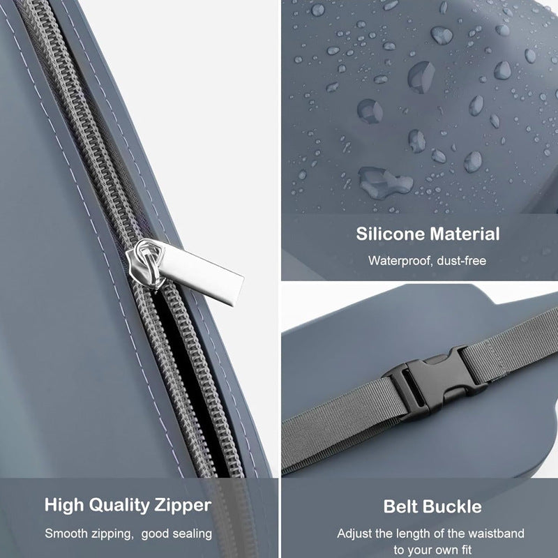 Blue Silicone Pet Treat Pouch for Dog Training - Portable Waist Bag with Waste Bag Holder