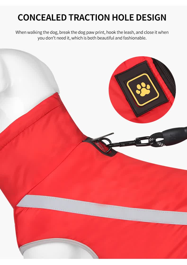 Size 5XL Pink Reflective Winter Dog Jacket - Warm & Waterproof Outdoor Coat for Large Breeds