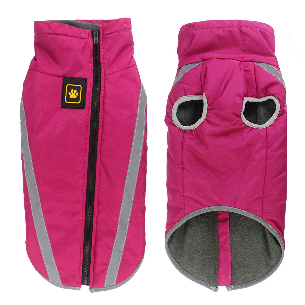 Size 6XL Pink Reflective Winter Dog Jacket - Warm & Waterproof Outdoor Coat for Large Breeds