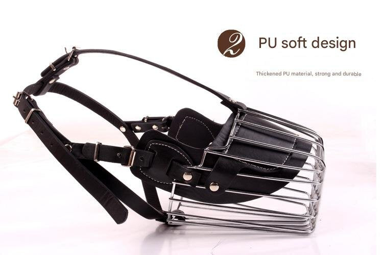 Black Metal Basket Dog Muzzle - Anti-Bite & Anti-Barking - XL
