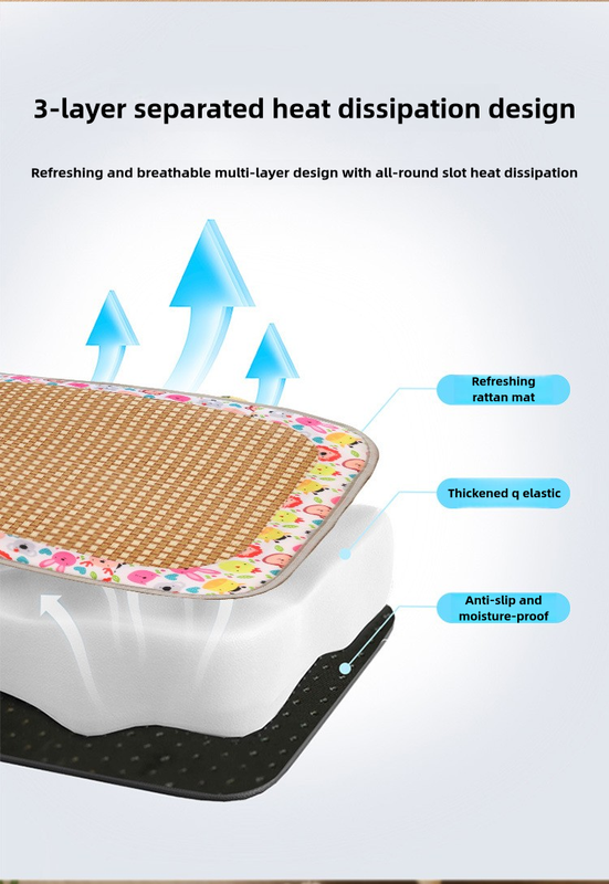 Size S Style 3 Colorful Pet Cooling Mat for Dogs and Cats - Summer Breathable Woven Rattan Bed with Sponge Cushion, Durable and Chew-Resistant