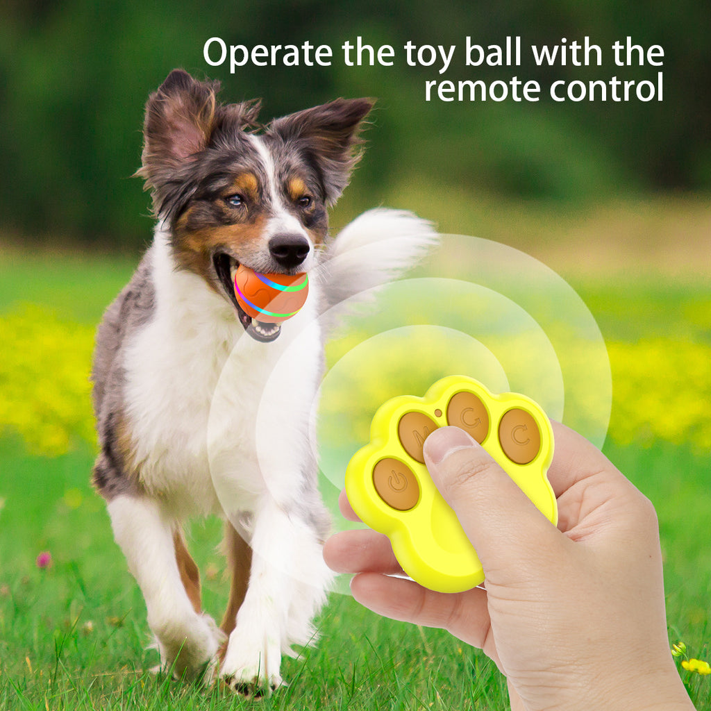 Interactive Auto Pet Toy Ball with Remote Control - USB Rechargeable, LED Lights, Sturdy & Waterproof(yellow)