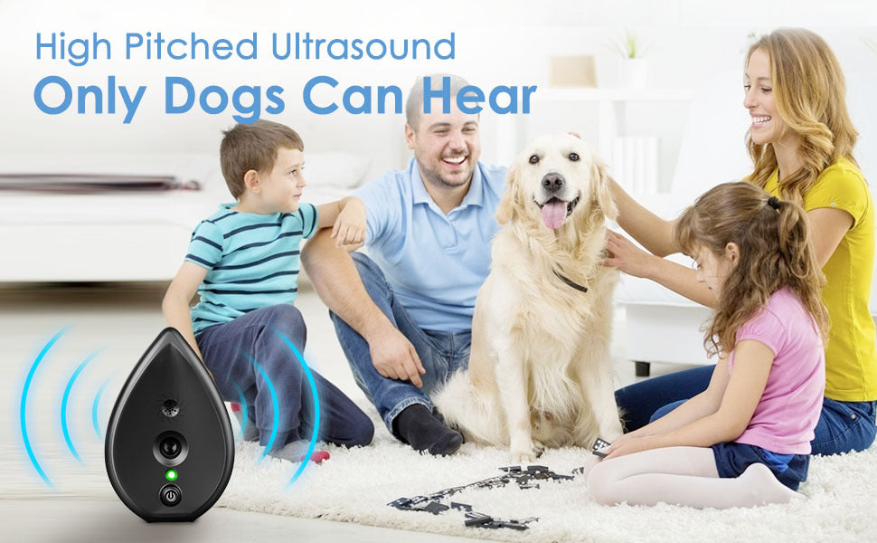 Dark Grey Ultrasonic Anti-Barking Device - Automatic Dog Bark Control & Training Aid | Rechargeable, 3 Modes, 50ft Range