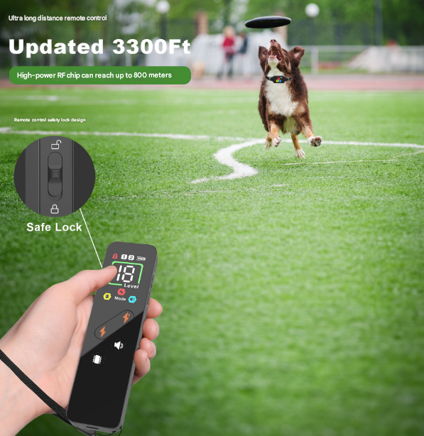 Black Rechargeable Remote Dog Training Collar - Waterproof E-Collar with Beep, Vibration & Shock Modes