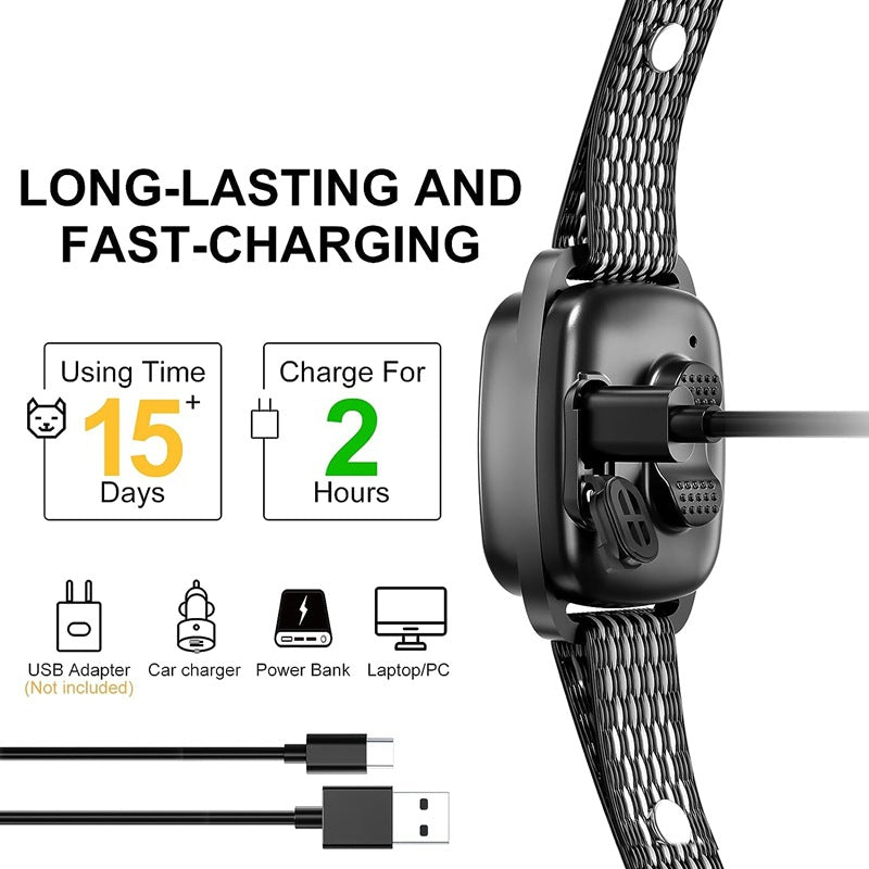 USB Rechargeable Smart Color Screen Anti-Bark Collar - Vibration Dog Training Collar