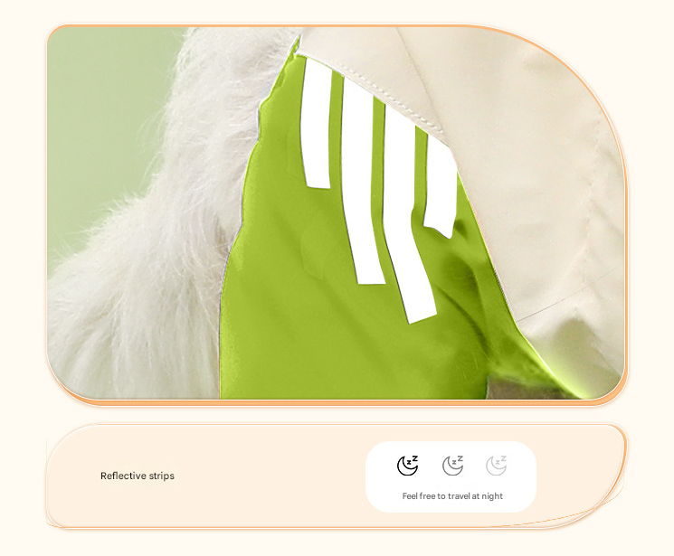 Colorblock (White Green) Dog Raincoat - Waterproof with Hood and Reflective Strips (Size S)