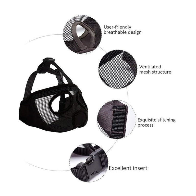 Green Adjustable Breathable Mesh Dog Muzzle for Short-Nosed Breeds(Size L)