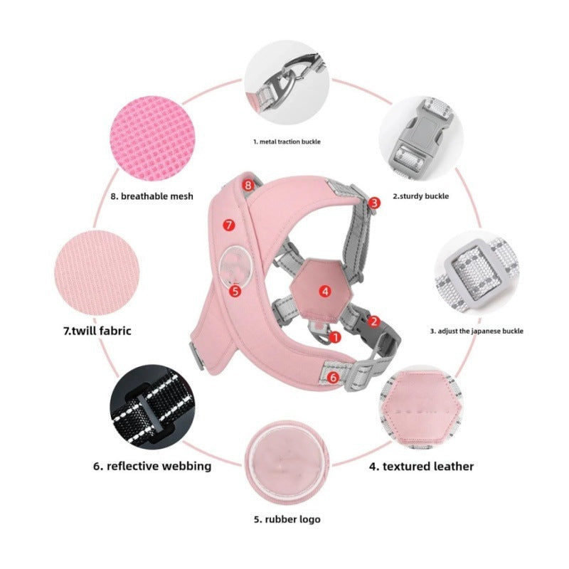 Blue Reflective X-Style Dog Harness with Leash for Small Breeds